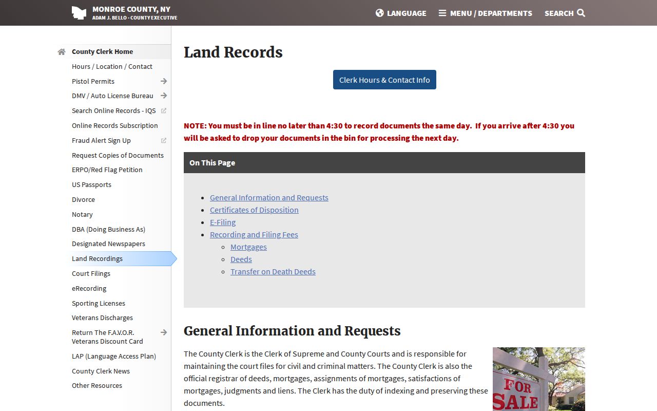 Irondequoit residents directory Monroe County deed index access